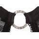 Body, ouvert, aus Powernet und Spitze mit Blumenmuster, Neckholder und Strasselementen