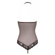 Body, ouvert, aus Powernet und Spitze mit Blumenmuster, Neckholder und Strasselementen