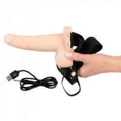 Umschnalldildo „Vibrating Strap-On Sleeve“, hohl, mit Vibration, wasserdicht