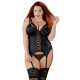 Strapshemd + String, Satin und Spitze, abknöpfbare Cups