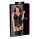 Strapshemd + String, Satin und Spitze, abknöpfbare Cups