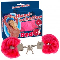 Handschellen „Love Cuffs“, aus Metall und Plüsch, rot