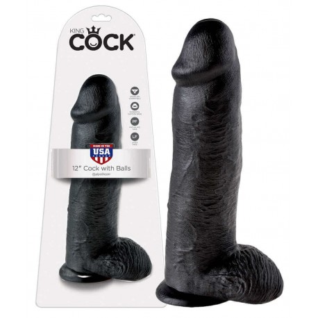 King Cock 12 inch Balls Black