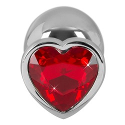 Analplug aus Aluminium mit herzförmigem Fuß, 9,4 cm