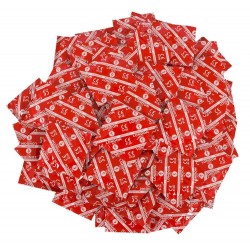 Kondome »London Rot«, feucht mit Erdbeeren-Aroma, 1000er
