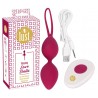 Vibro-Kugeln mit Rückholschlaufe, 10 Vibrationsmodi, beerenfarben