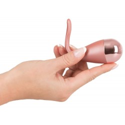Vibroei »Belou« mit Klitorisreizarm, 4 Vibrationsmodi und Funkfernbedienung, wasserfest, rosa