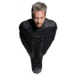 Bondage-Schlafsack aus Leder mit Reißverschlüssen und Schnürung