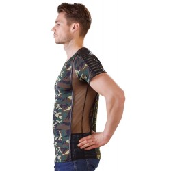 Shirt mit Camouflage-Print und Netz-/Mattlook-Details
