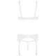 BH, Strapsgürtel und String, ouvert, aus Mesh und Stretchsatin mit Zierschnürungen