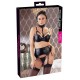 3-teiliges Straps-Set im schwarzen Wetlook