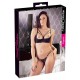 Hebe plus String aus schwarzer Spitze