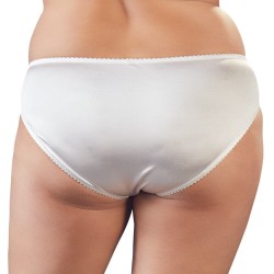Slip in Weiß aus Stretchsatin und Spitze