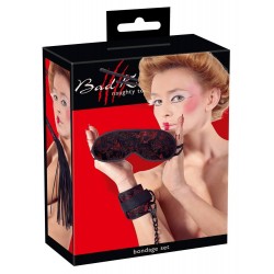 3-teiliges Bondageset aus Satin mit eingewebten Mustern