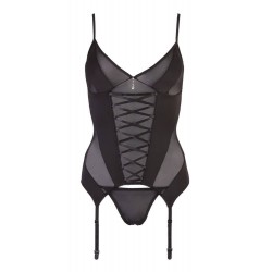 Strapshemd mit transparenten Einsätzen und Strassdetail plus String